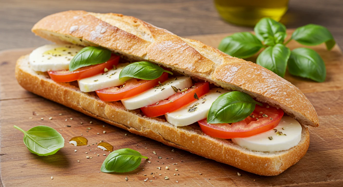 Caprese-Fächerbaguette mit Tomaten, Mozzarella & Basilikum – Einfach & Mediterran