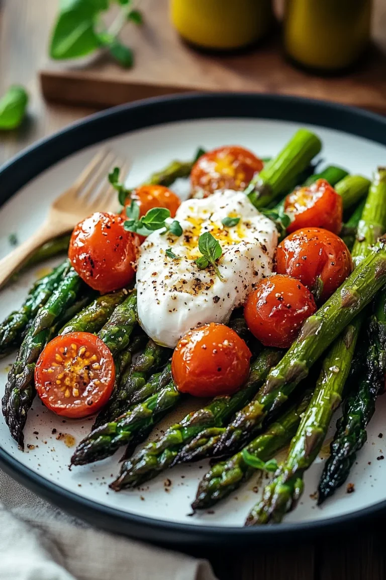 Gerösteter grüner Spargel mit Burrata – Ein einfaches Frühlingsrezept mit Tomaten - kathisgenusskueche.de