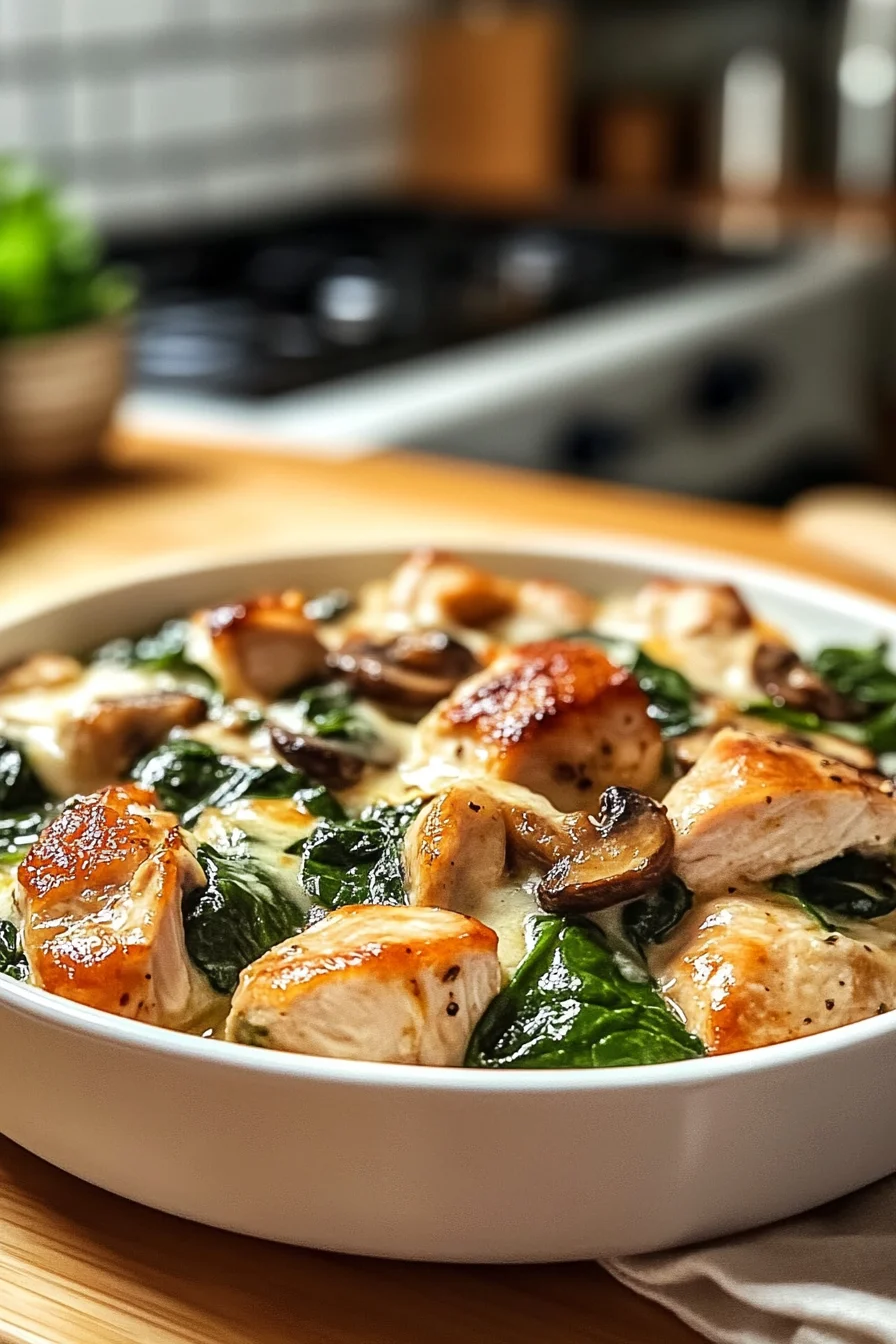 Low Carb Hähnchen Spinat Pilz Auflauf für jeden Tag