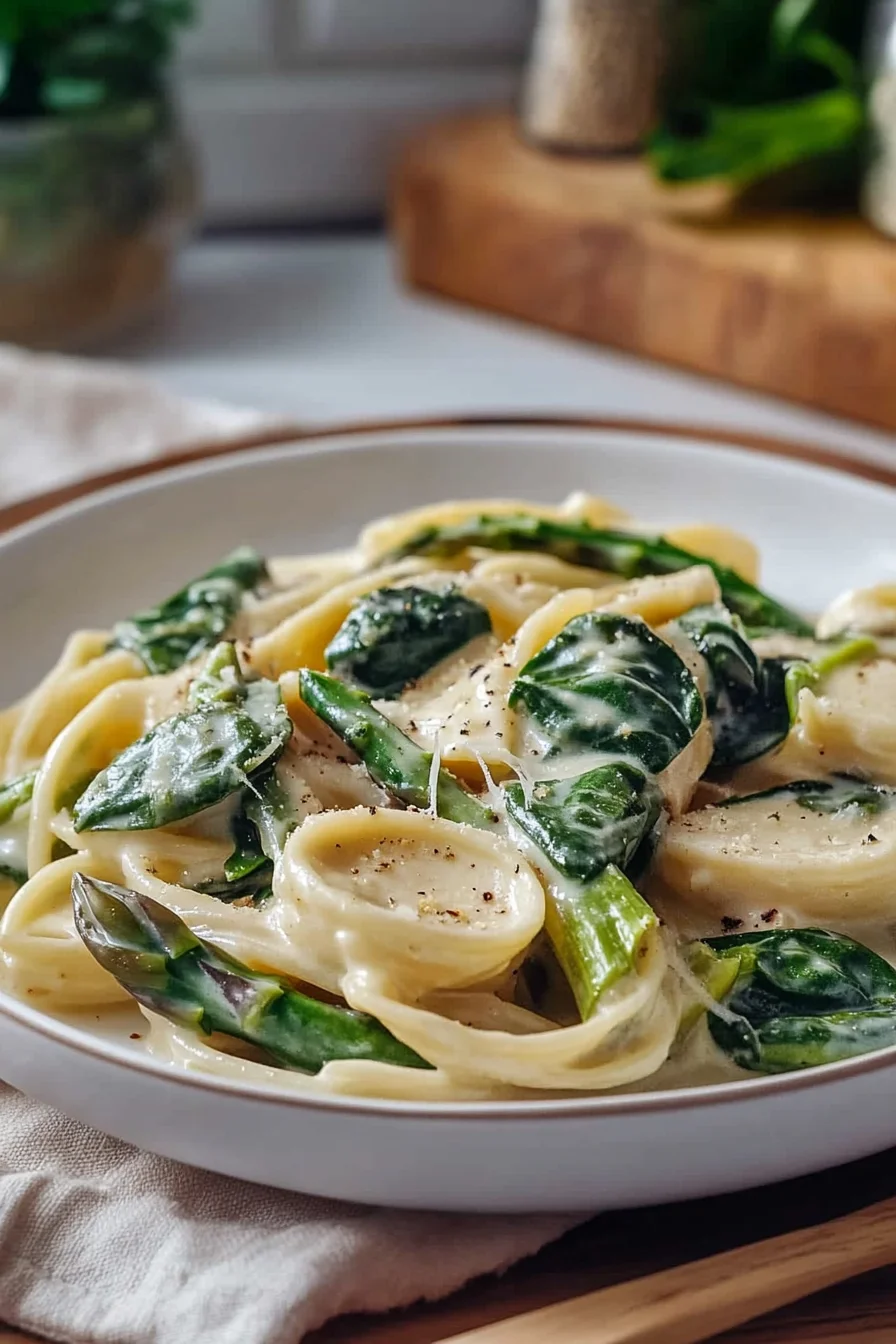 Pasta mit grünem Spargel und Spinat - schnell & einfach 4 Pasta mit grünem Spargel und Spinat - schnell & einfach