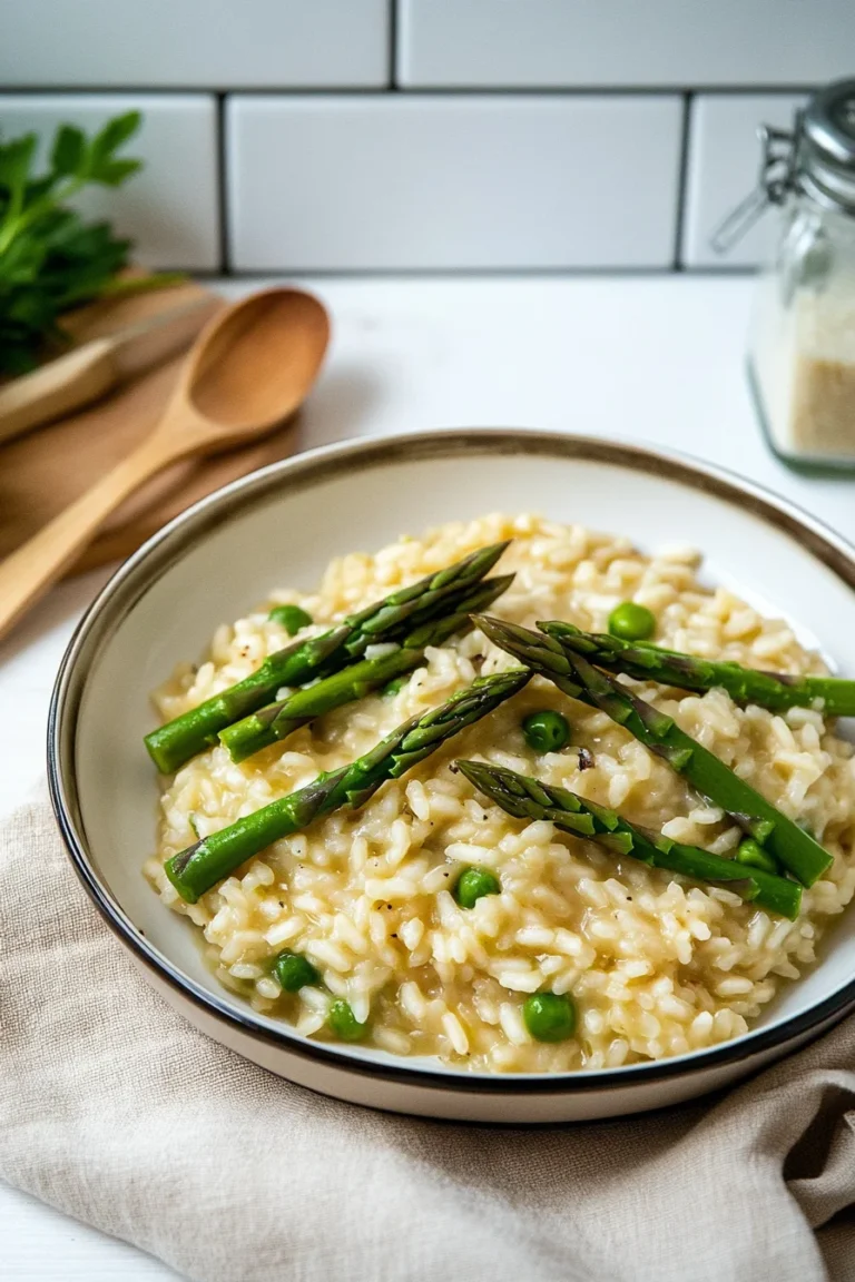 Spargelrisotto mit grünem Spargel