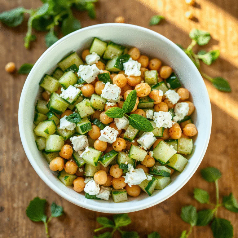 Schneller Gurkensalat mit Feta & Kichererbsen: Salat Gesundes Rezept
