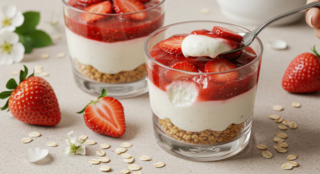 Schnelles Erdbeer-Schichtdessert im Glas: Sommerliche Süßspeise