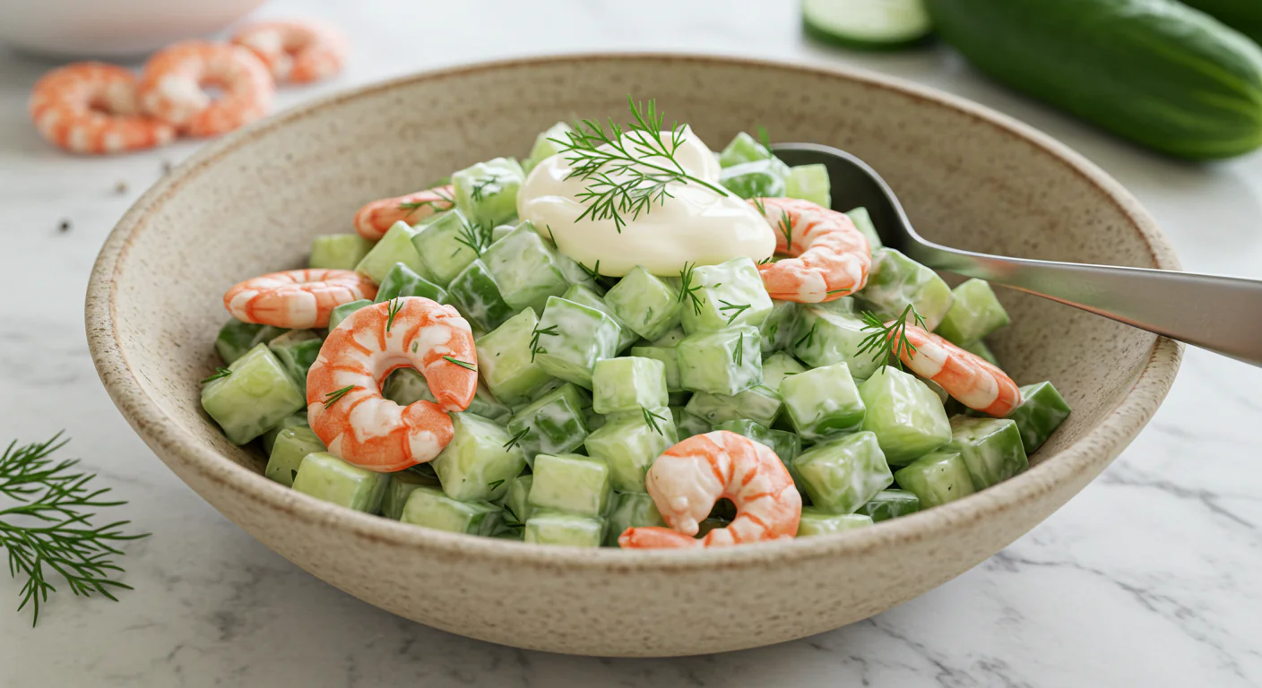 Gurken Garnelen Salat – Leicht, cremig & perfekt für heiße Sommertage!