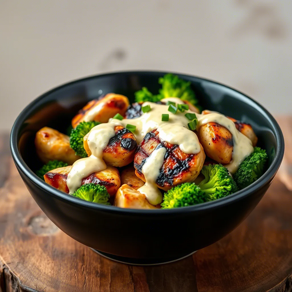 Hähnchen-Brokkoli-Bowl mit Knoblauchsauce – Gesund, proteinreich & in 20 Min. fertig!