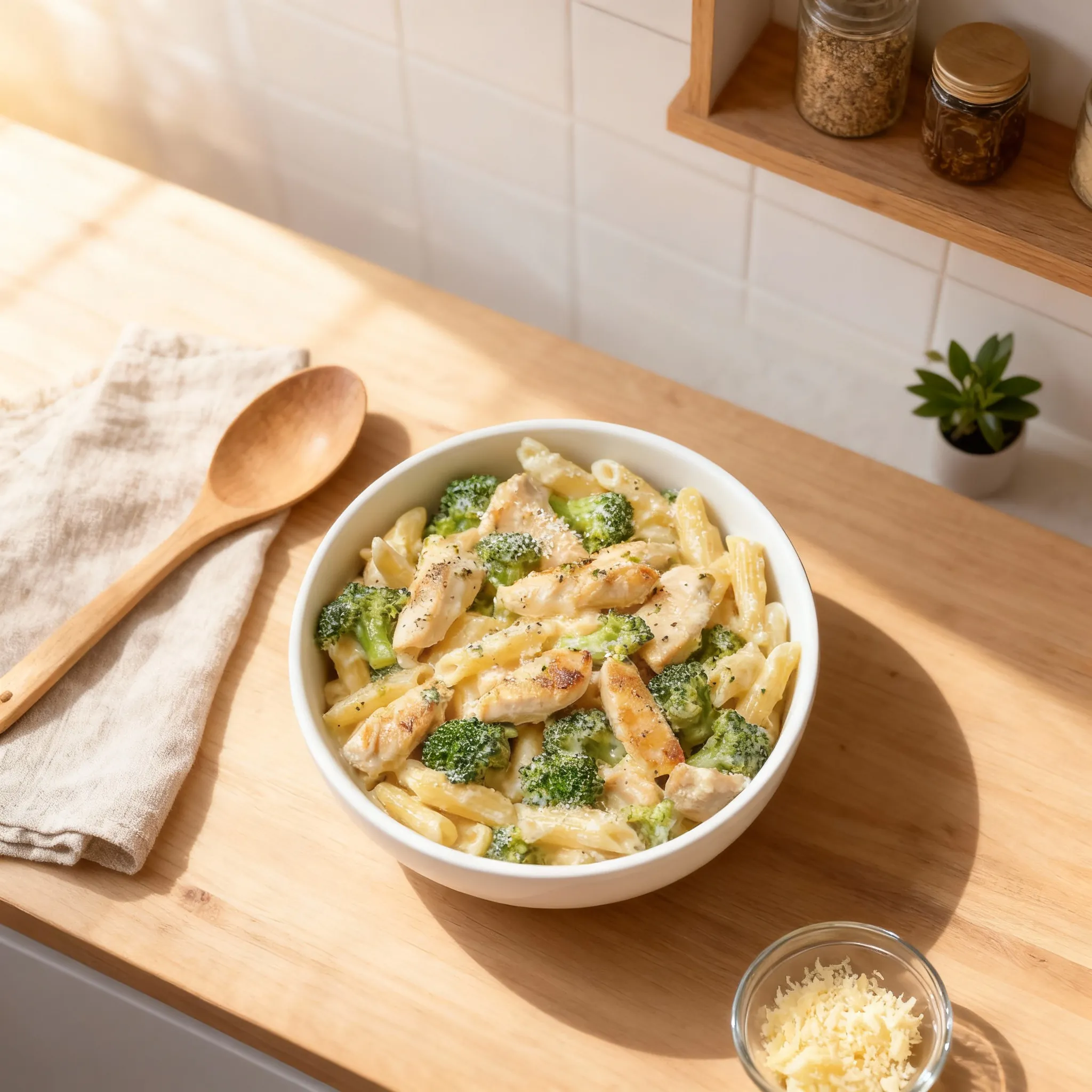 Cremige Hähnchen-Brokkoli-Pasta – Einfaches Rezept mit Parmesan-Sahne-Sauce