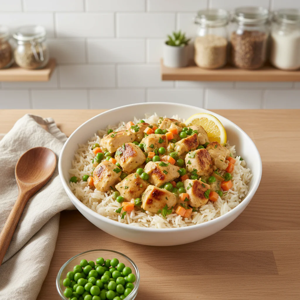 Cremiges Hähnchen mit Reis – Einfaches Rezept für schnelles Abendessen