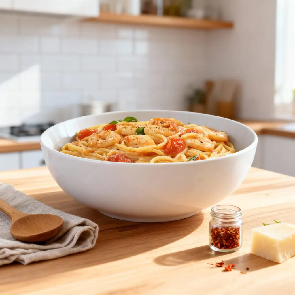 Schnelle Spaghetti mit Garnelen in Frischkäsesauce – Cremiges Pasta Rezept für Abendessen