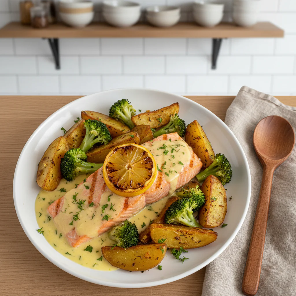 Zitronenbutterlachs mit Kartoffeln und Brokkoli – Elegantes Rezept in 40 Minuten