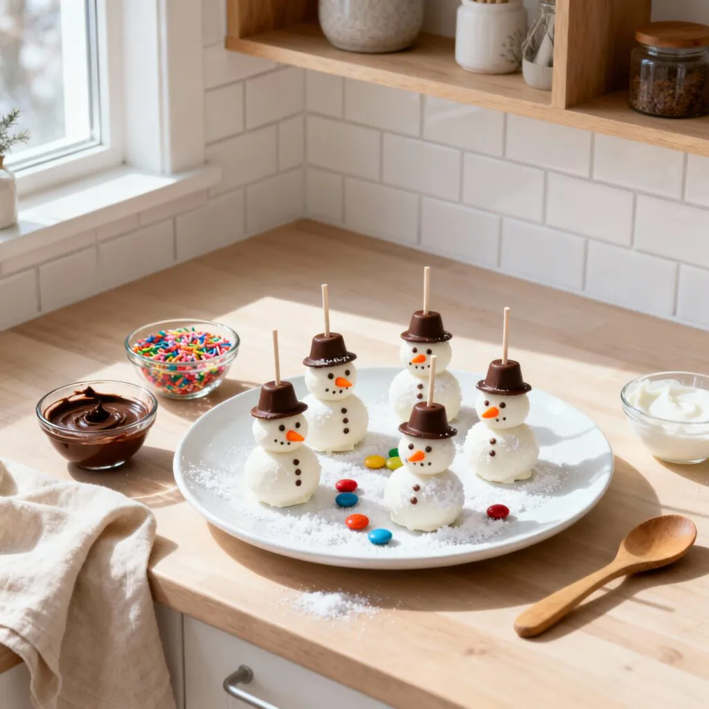 Bezaubernde Schneemann Cake Pops mit weißer Schokolade! In 60 Min fertig. Perfektes Weihnachtsdessert zum Verschenken & für Kinder. Einfach niedlich! ⛄