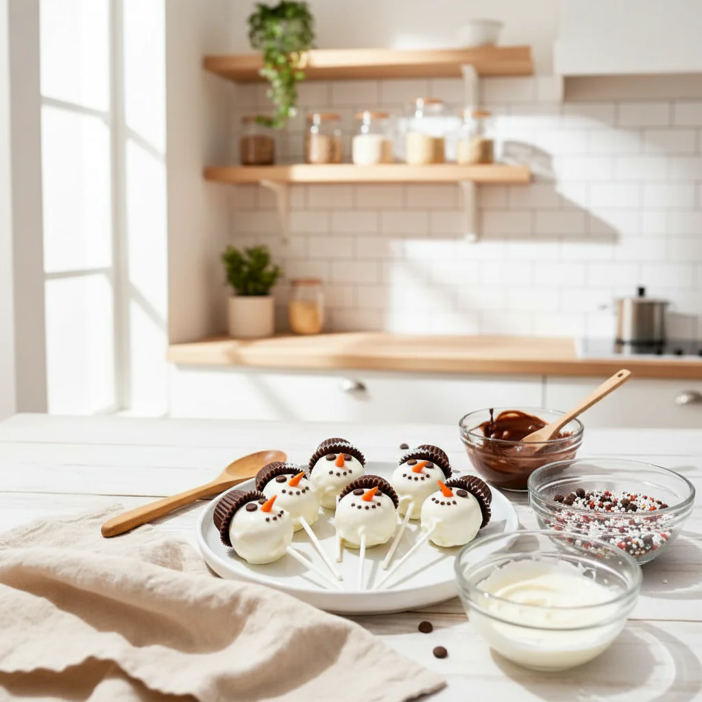 Bezaubernde Schneemann Cake Pops mit weißer Schokolade! In 60 Min fertig. Perfektes Weihnachtsdessert zum Verschenken & für Kinder. Einfach niedlich! ⛄