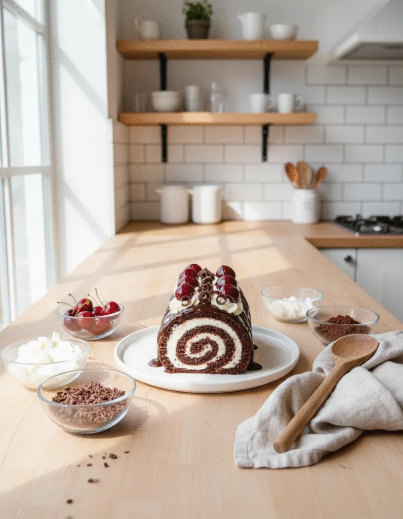 Schwarzwälder Kirsch Biskuitrolle Rezept – Elegante Torte einfach gerollt 8 Schwarzwälder Kirsch Biskuitrolle Rezept – Elegante Torte einfach gerollt rezept