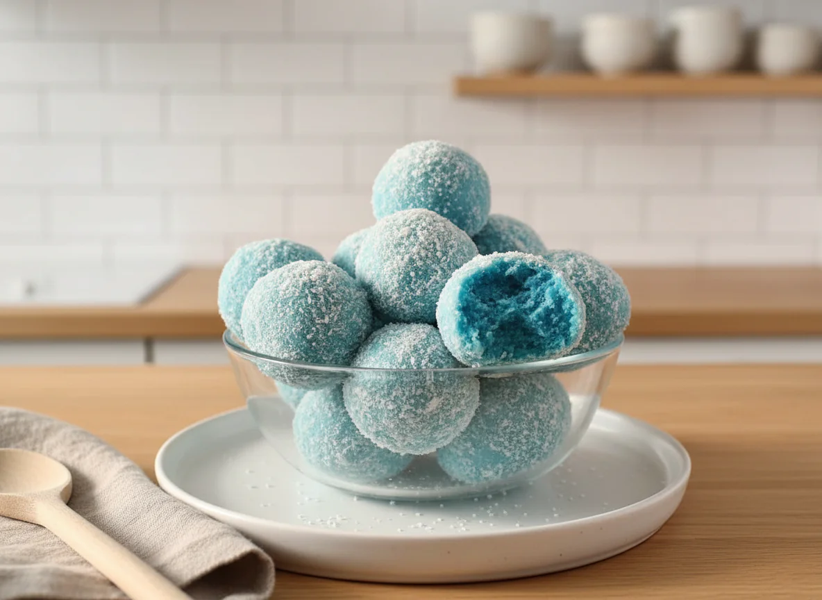 Blaue Weihnachtspralinen ohne Backen – einfache Blue Christmas Truffles mit 4 Zutaten