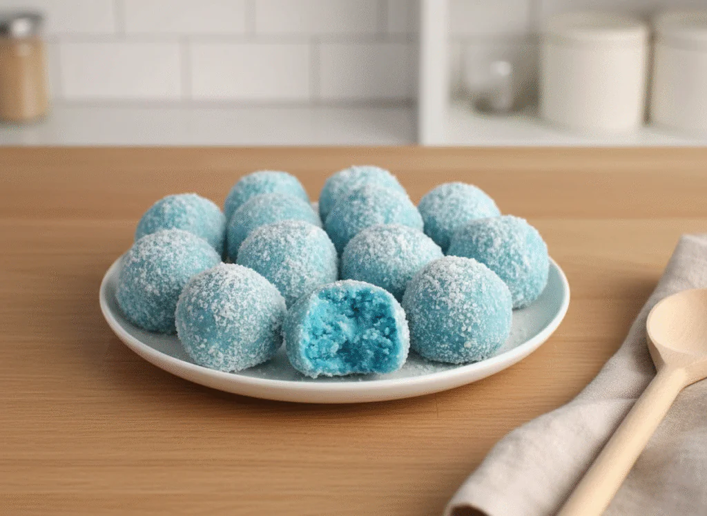 Blaue Weihnachtspralinen ohne Backen – einfache Blue Christmas Truffles mit 4 Zutaten
