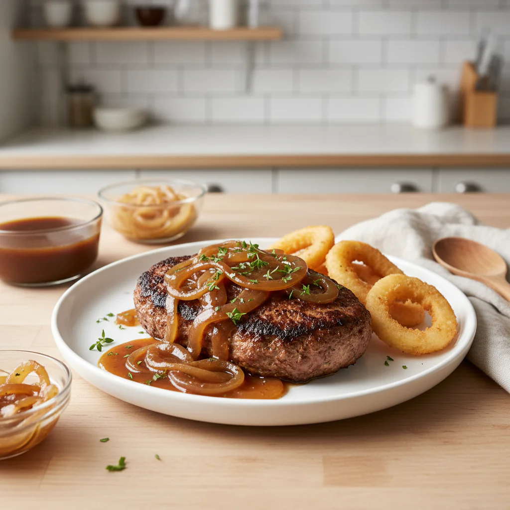 Französisches Zwiebelhackbraten – Herzhafter Hackbraten mit Karamellisierten Zwiebeln