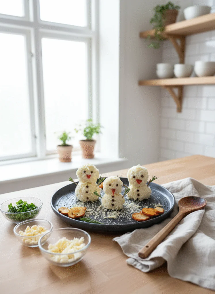 Frischkäse Schneemann Rezept – Der Hingucker für dein Weihnachtsbuffet