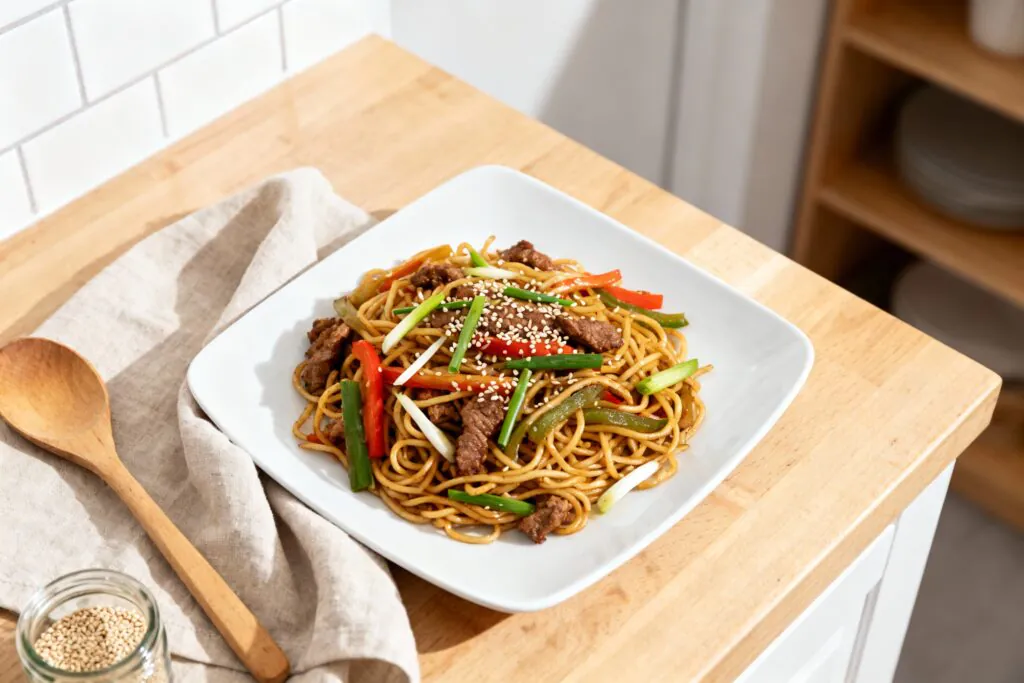 Gebratene Asia Nudeln Rezept Einfach & Schnell in 20 Minuten rezept