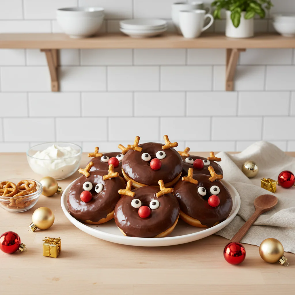 Schokoladen Reh Donuts – Weich, Schokoladig & Perfekt für Weihnachten