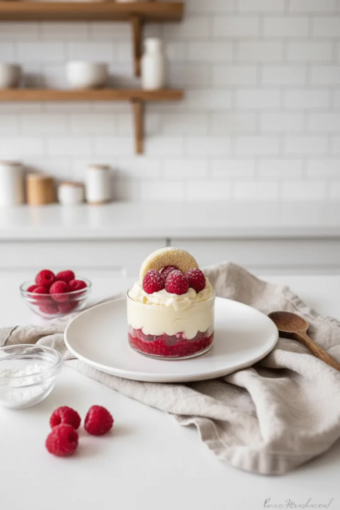 Vanillekipferl Dessert mit Himbeeren – Das schnelle Weihnachtsdessert im Glas
