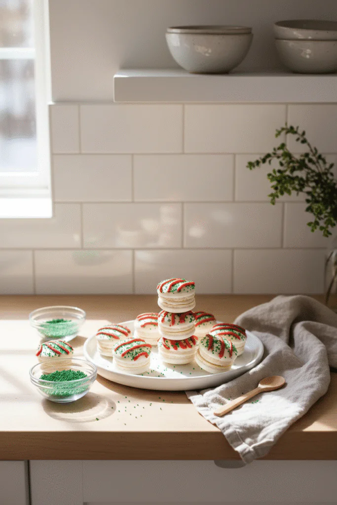 Weihnachtsbaum Macarons Rezept – Festliche Macarons mit Buttercreme-Füllung