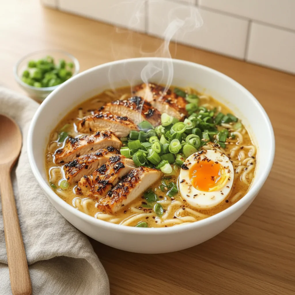 Feuriges Chicken Ramen Rezept – Cremige Knoblauchsoße 30 Min