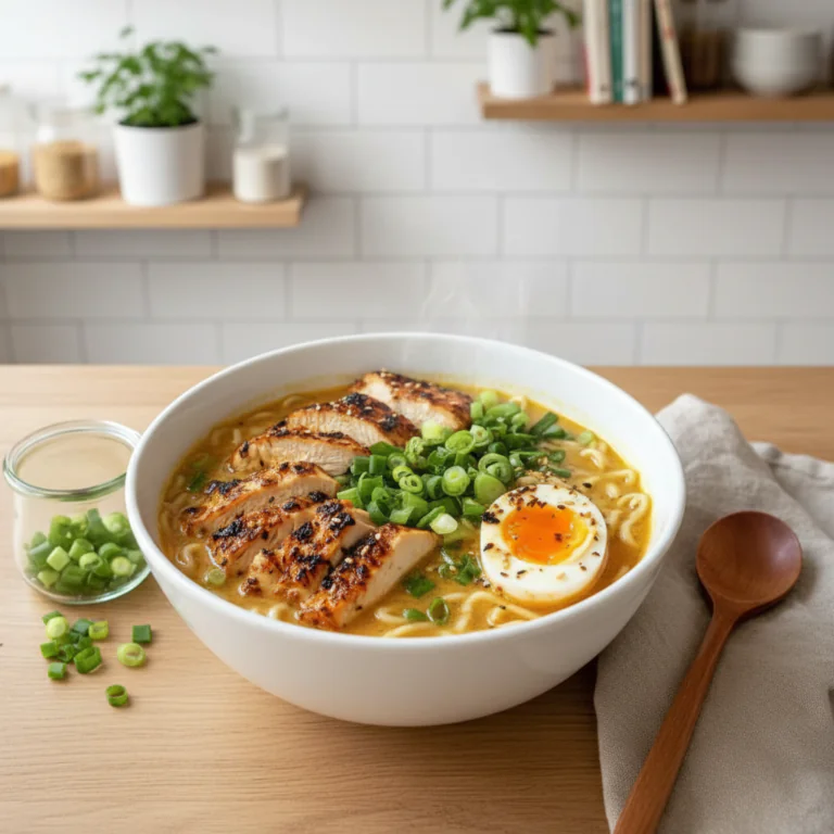 Feuriges Chicken Ramen Rezept – Cremige Knoblauchsoße 30 Min