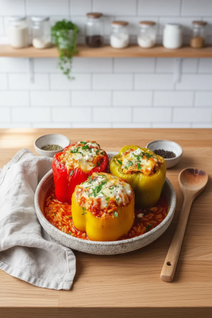 Gefüllte Paprika mit Reis und Feta – Einfach lecker Rezept