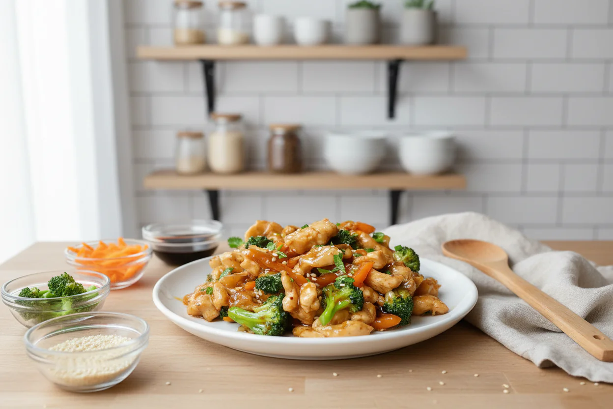 Bunte Gemüsepfanne mit Tofu und Sesam 1 Rinder-Gemüsepfanne mit Reis Meal Prep