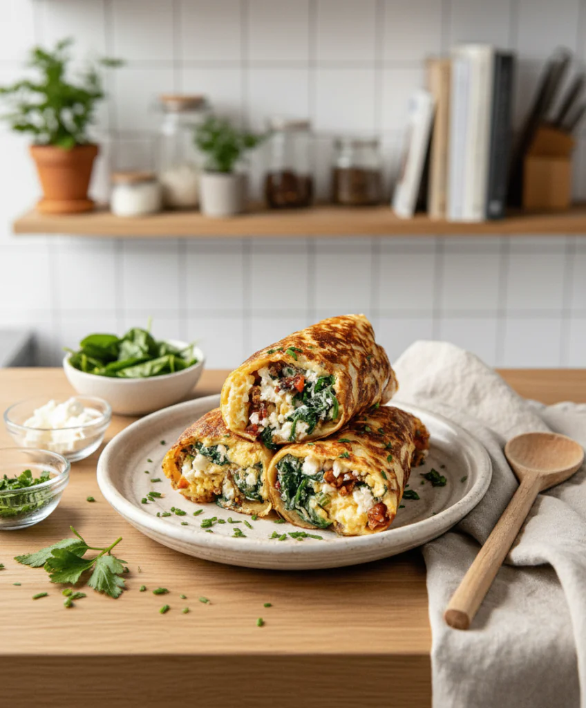 Keto Pfannkuchen Wraps Rezept einfach – Mit Spinat & Feta Low Carb