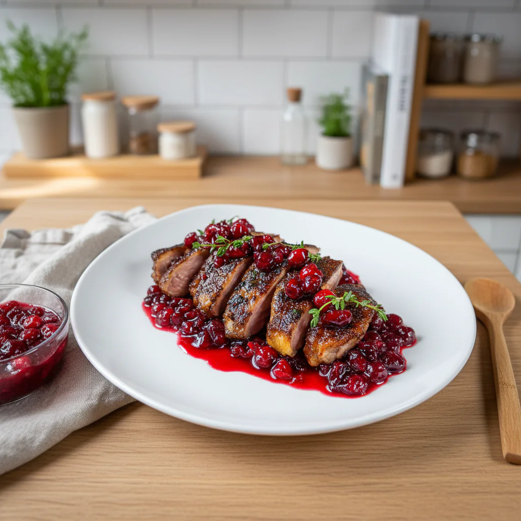 Knusprige Entenbrust mit Preiselbeersauce Rezept – Fruchtiger Genuss