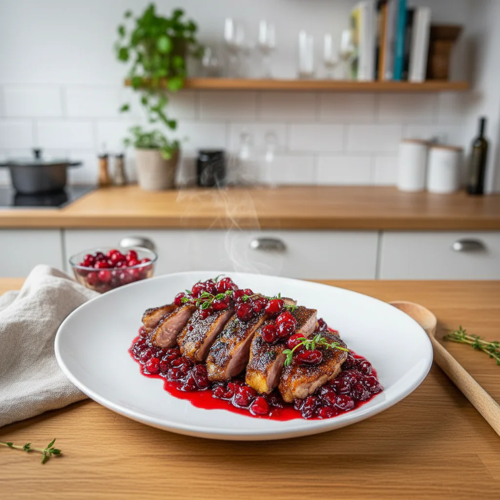 Knusprige Entenbrust mit Preiselbeersauce Rezept – Fruchtiger Genuss