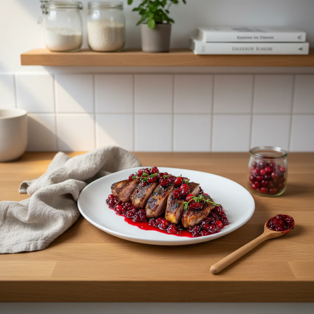 Knusprige Entenbrust mit Preiselbeersauce Rezept – Fruchtiger Genuss