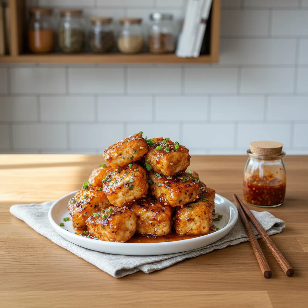 Knuspriger Tofu Rezept einfach – Würzig nach Hähnchenart in 30 Min