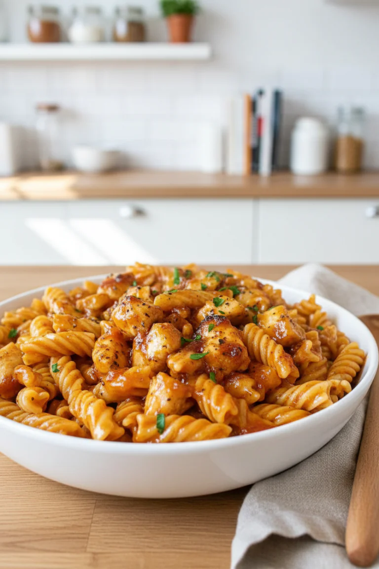 One Pot Honey Garlic BBQ Hähnchen Pasta Rezept – Schnell in 30 Min