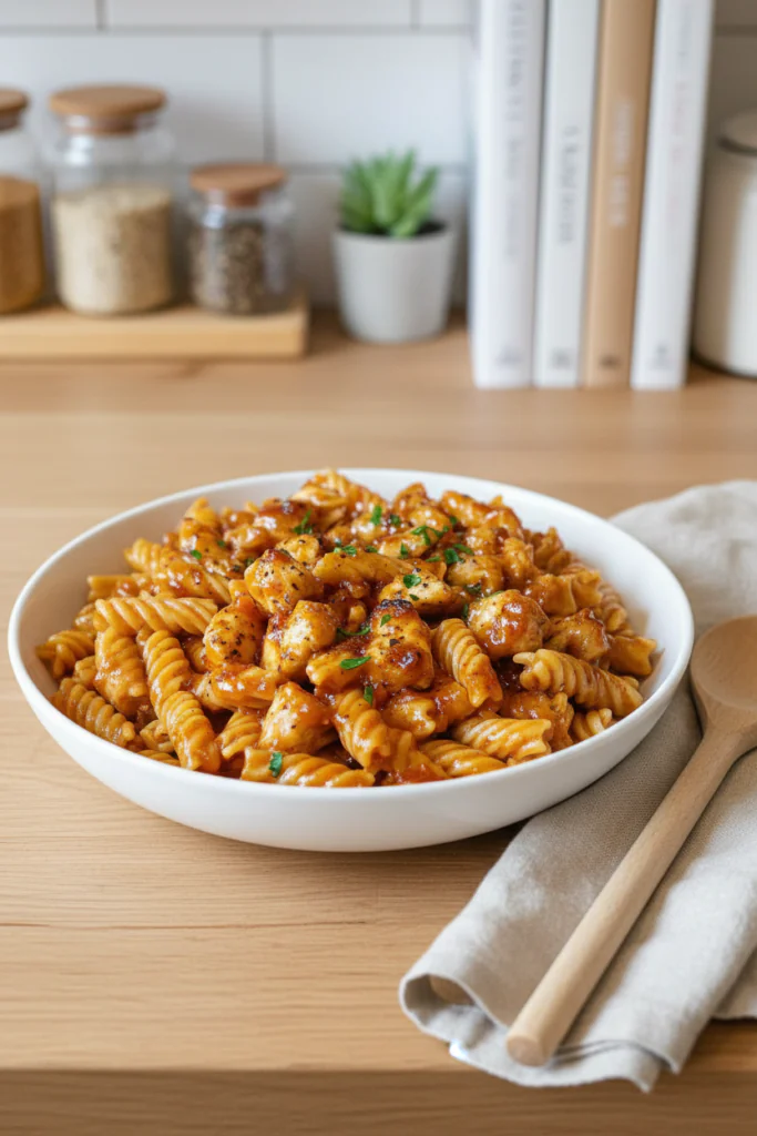 One Pot Honey Garlic BBQ Hähnchen Pasta Rezept – Schnell in 30 Min