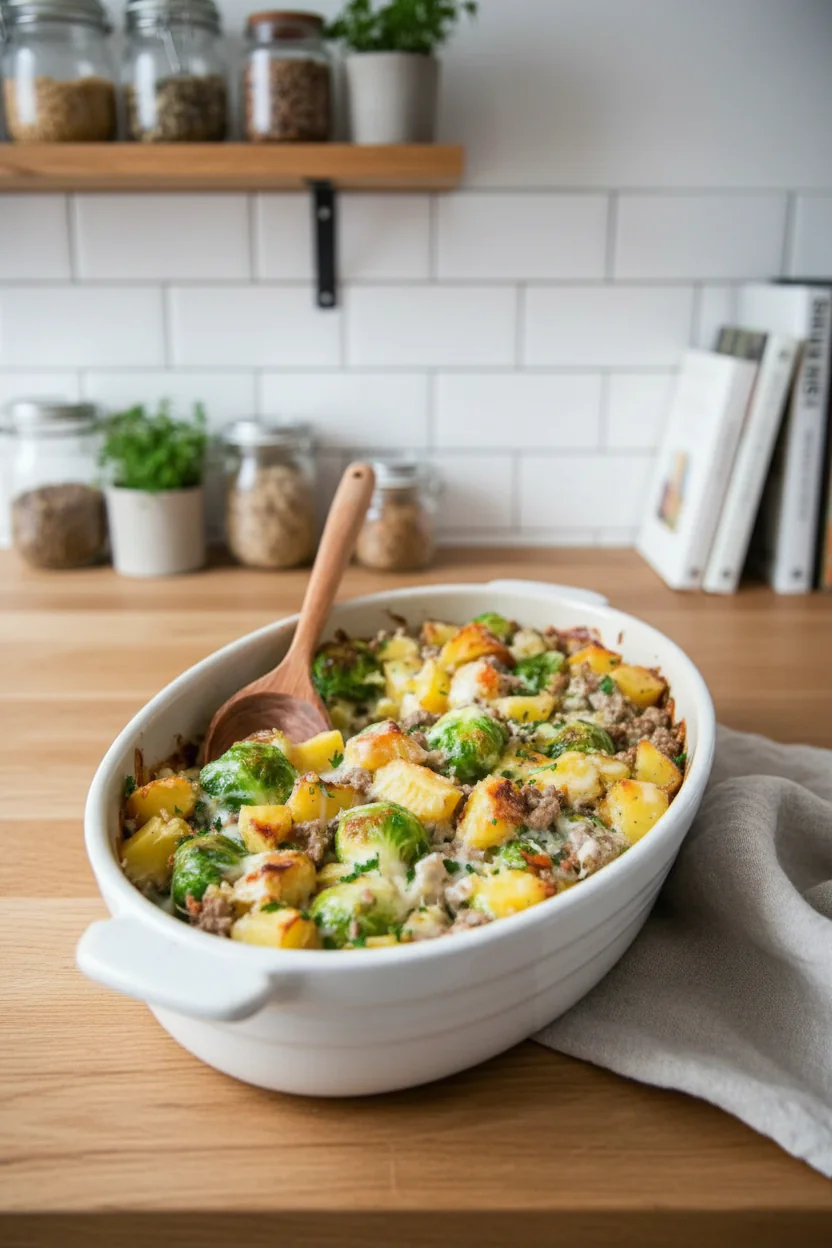 Rosenkohlauflauf mit Hackfleisch & Kartoffeln – Herzhaftes Winterrezept