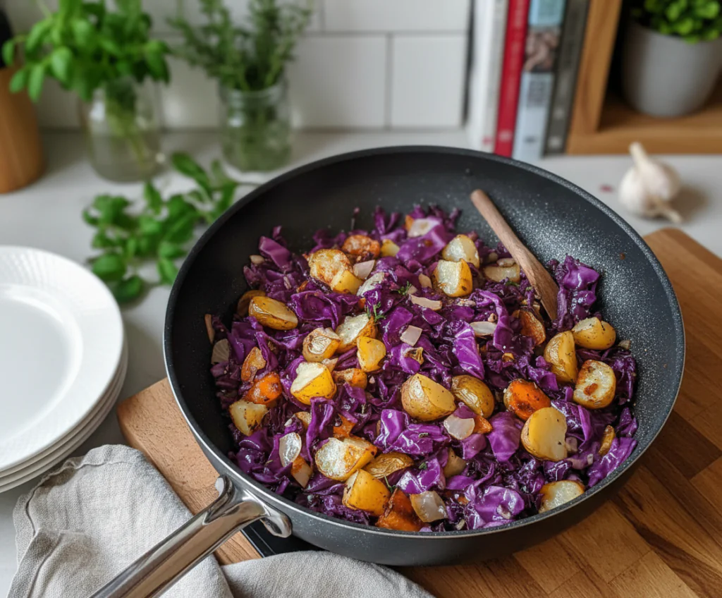Rotkohl Pfanne mit Kartoffeln Rezept – Einfach & Herzhaft in 30 Min