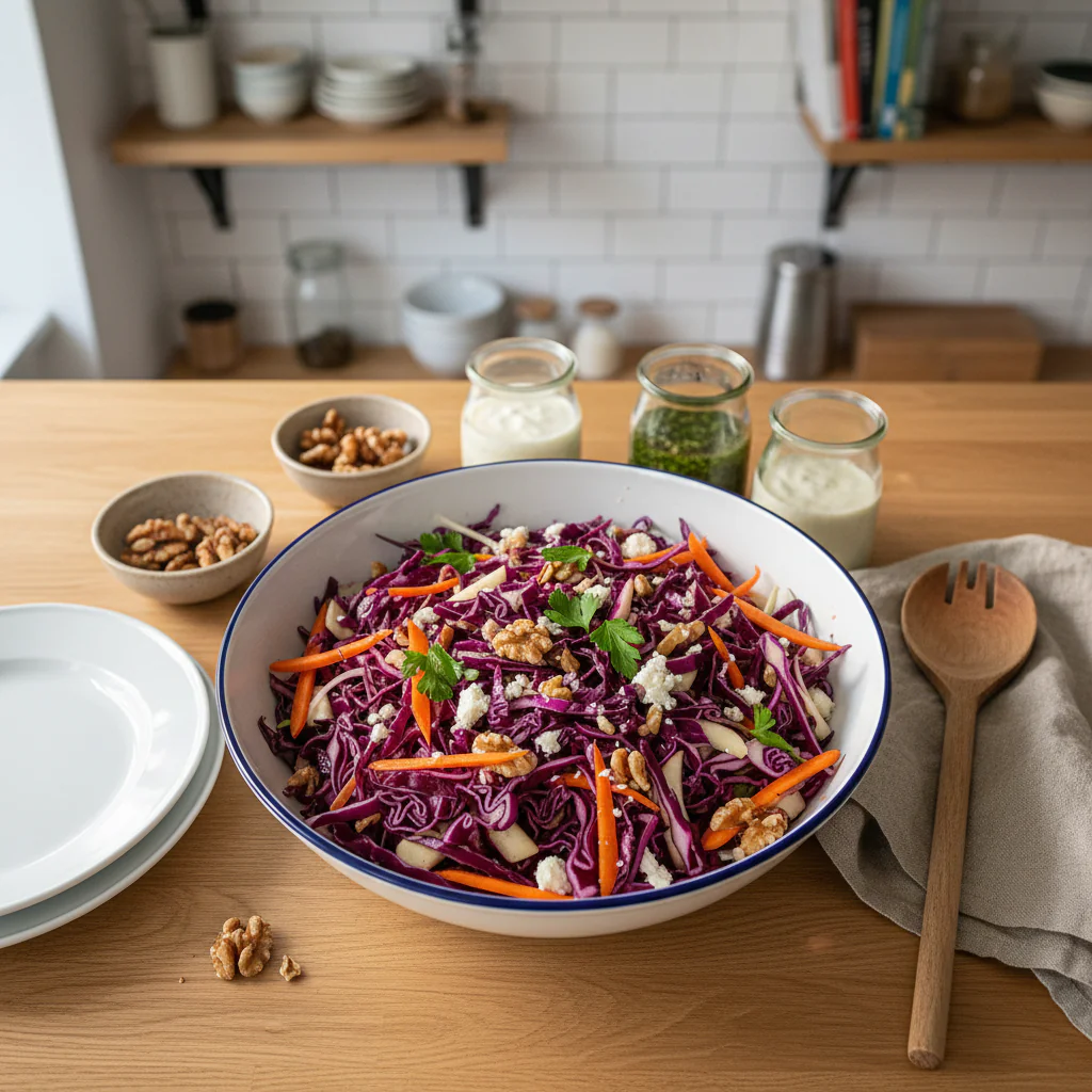 Rotkohlsalat mit Feta und Walnüssen Rezept – Knackig Frisch