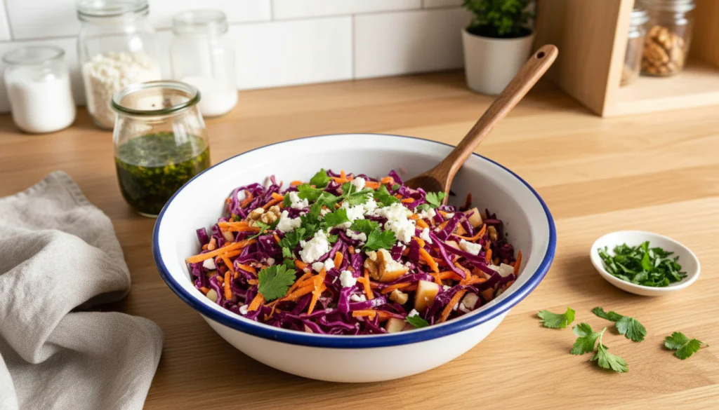 Rotkohlsalat mit Feta und Walnüssen Rezept – Knackig Frisch