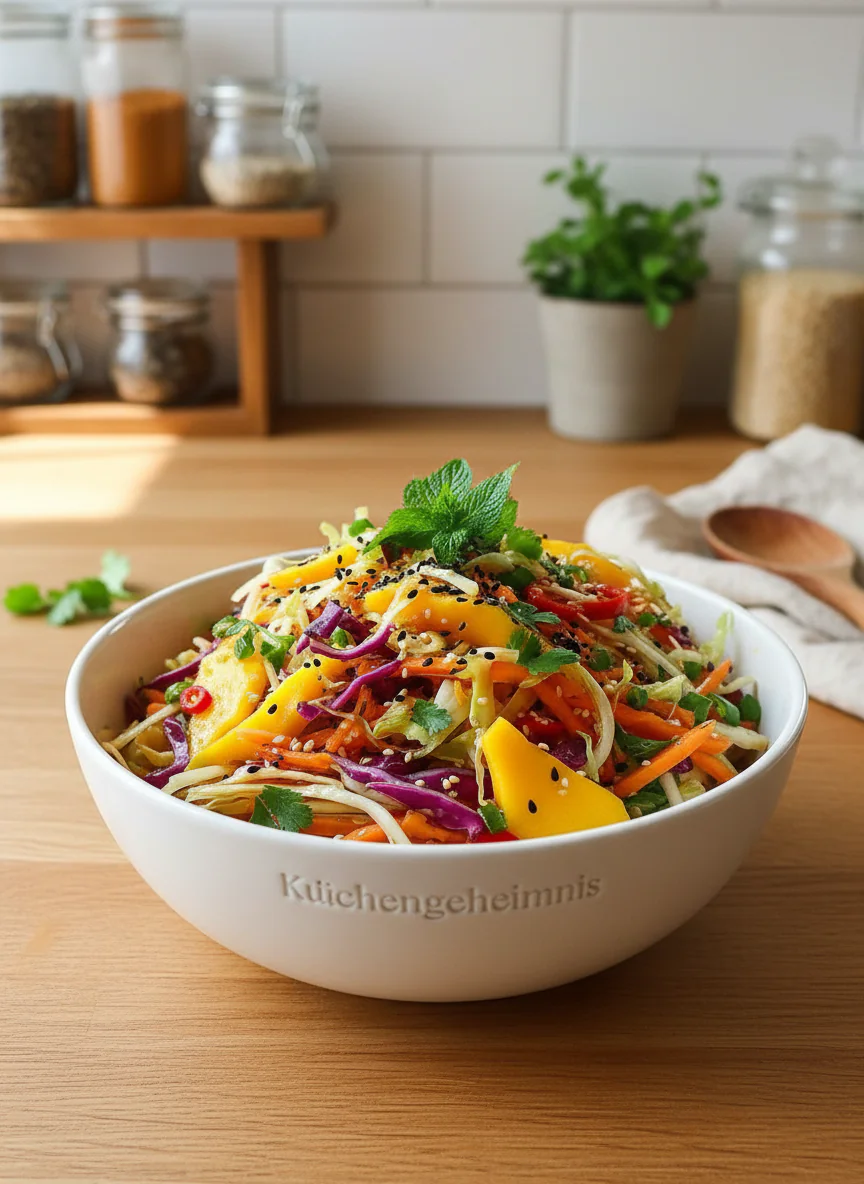 Asiatischer Spitzkohl-Mango-Salat