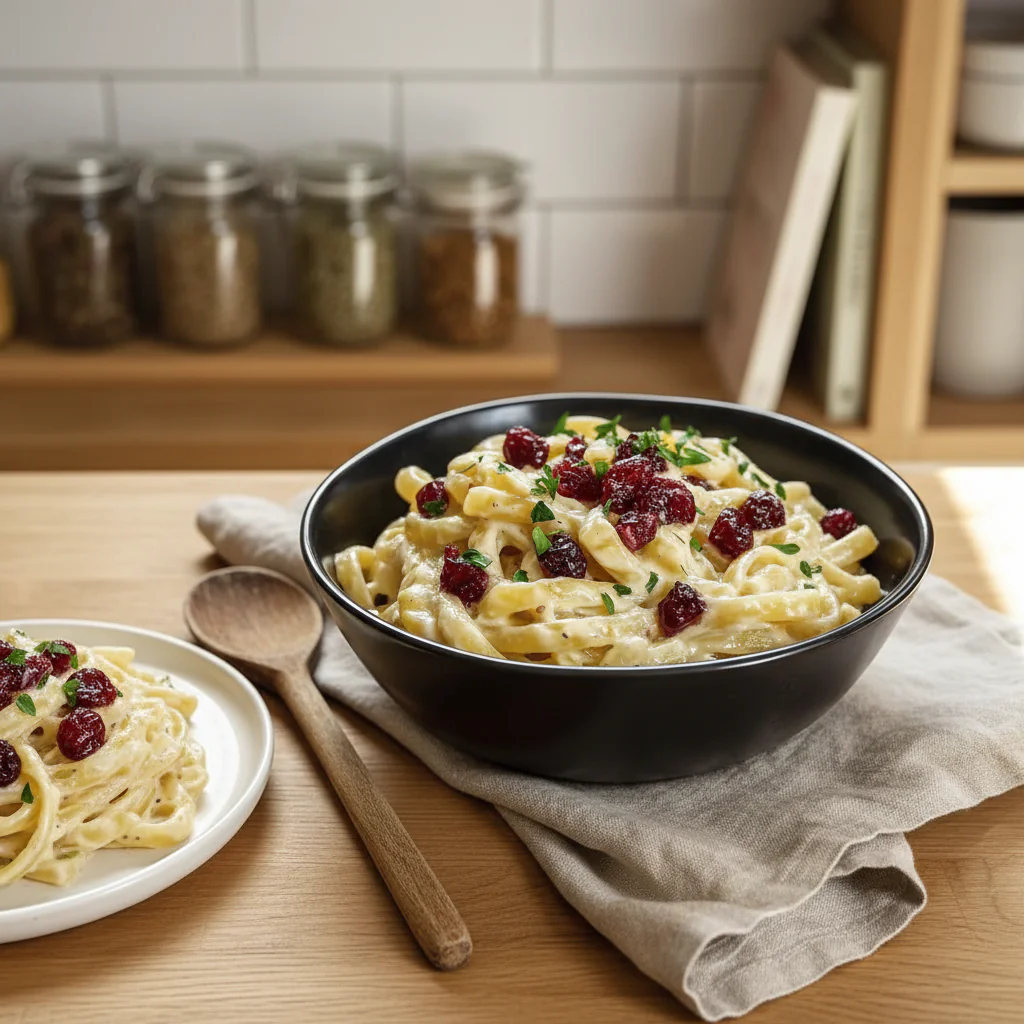 Brie Pasta Preiselbeeren Kompott – Cremiges schnelles Rezept
