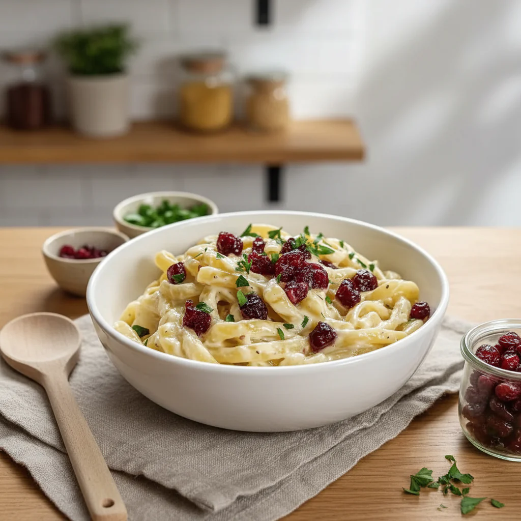 Brie Pasta Preiselbeeren Kompott – Cremiges schnelles Rezept