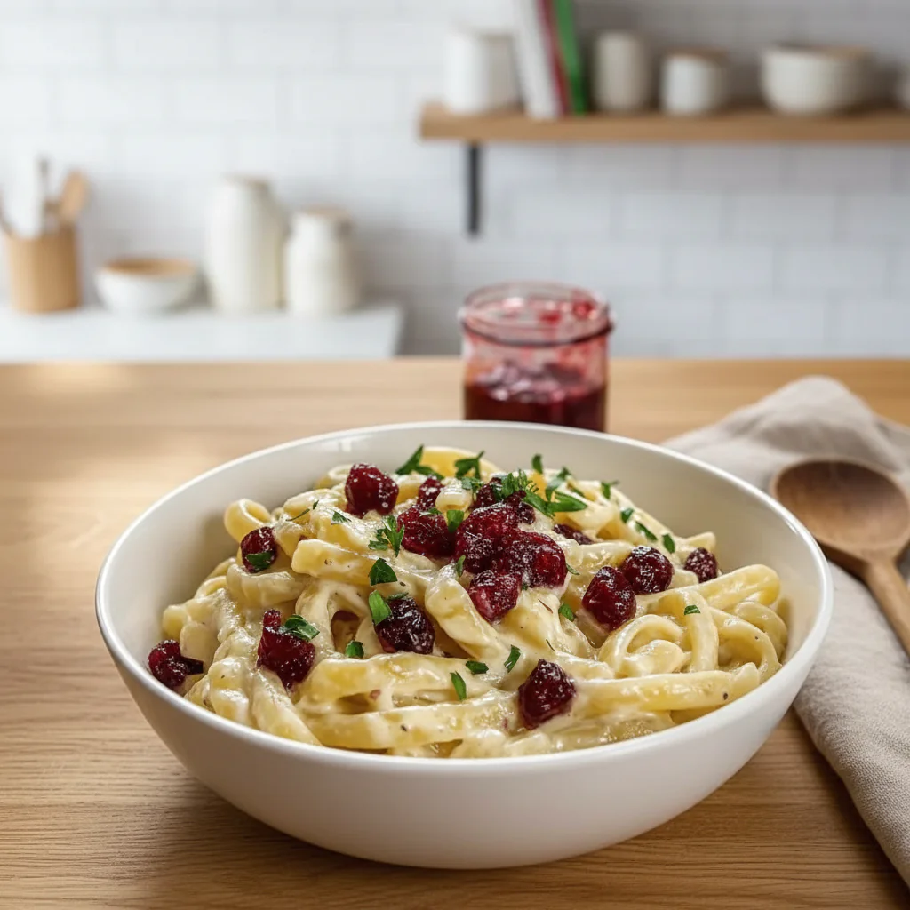Brie Pasta Preiselbeeren Kompott – Cremiges schnelles Rezept