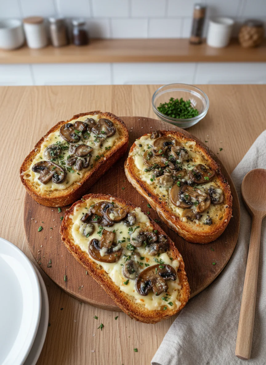 Käse Champignon Knoblauch Toast Rezept – Knusprig, Herzhaft & Schnell Gemacht