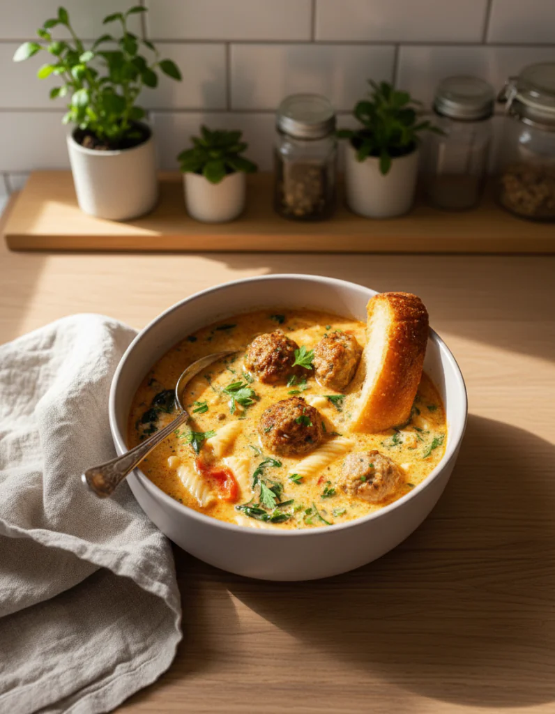 Cremige Italienische Hackbällchensuppe Rezept – Schnell & Lecker