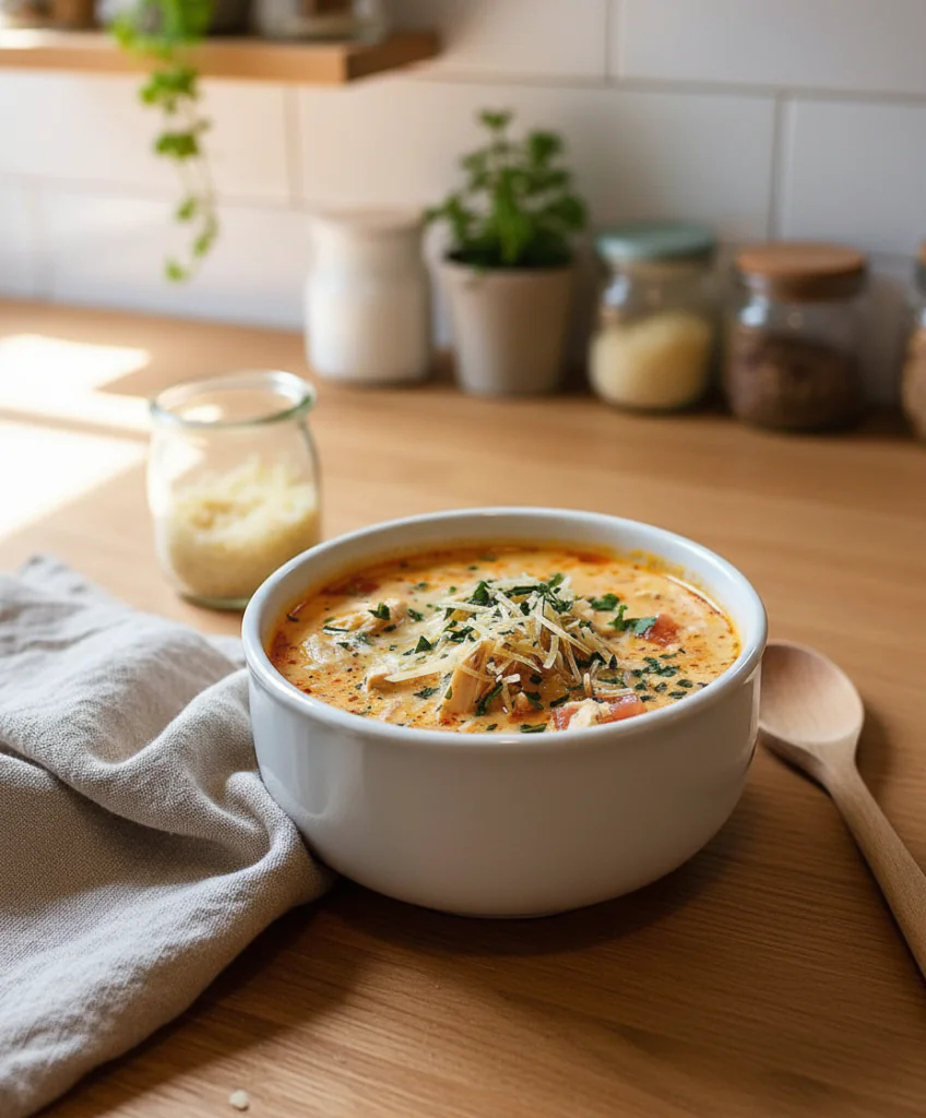 Cremige Slow Cooker Hähnchen Parmesan Suppe – Einfaches Rezept