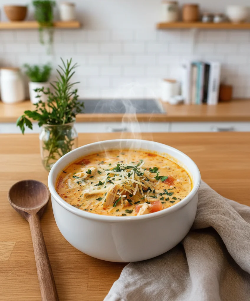 Cremige Slow Cooker Hähnchen Parmesan Suppe – Einfaches Rezept