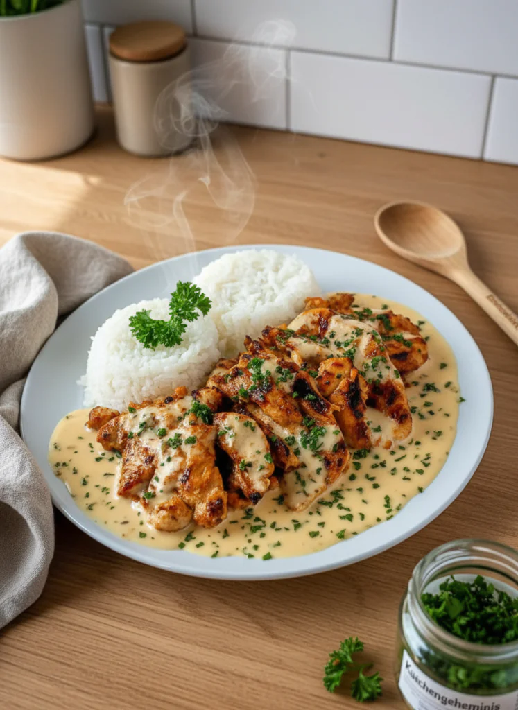 Einfaches Hähnchen Gyros in Cremiger Soße – 30 Min Rezept