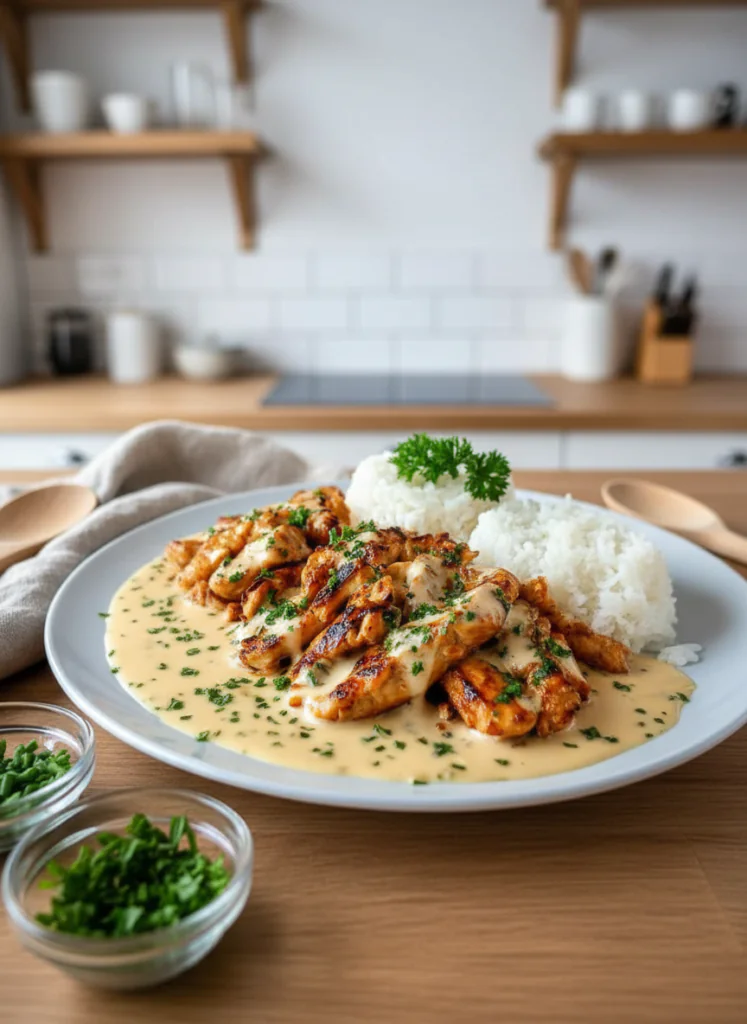 Einfaches Hähnchen Gyros in Cremiger Soße – 30 Min Rezept