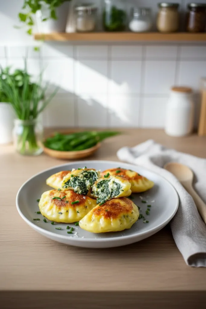 Kartoffeltaschen mit Frischkäse-Spinatfüllung – Einfach Lecker Rezept